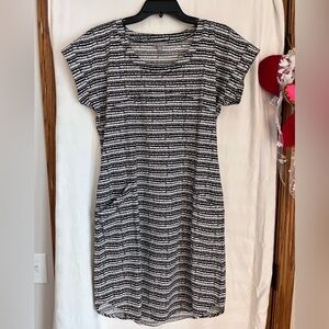 Talbots Black and White Striped Midi Dress Size S